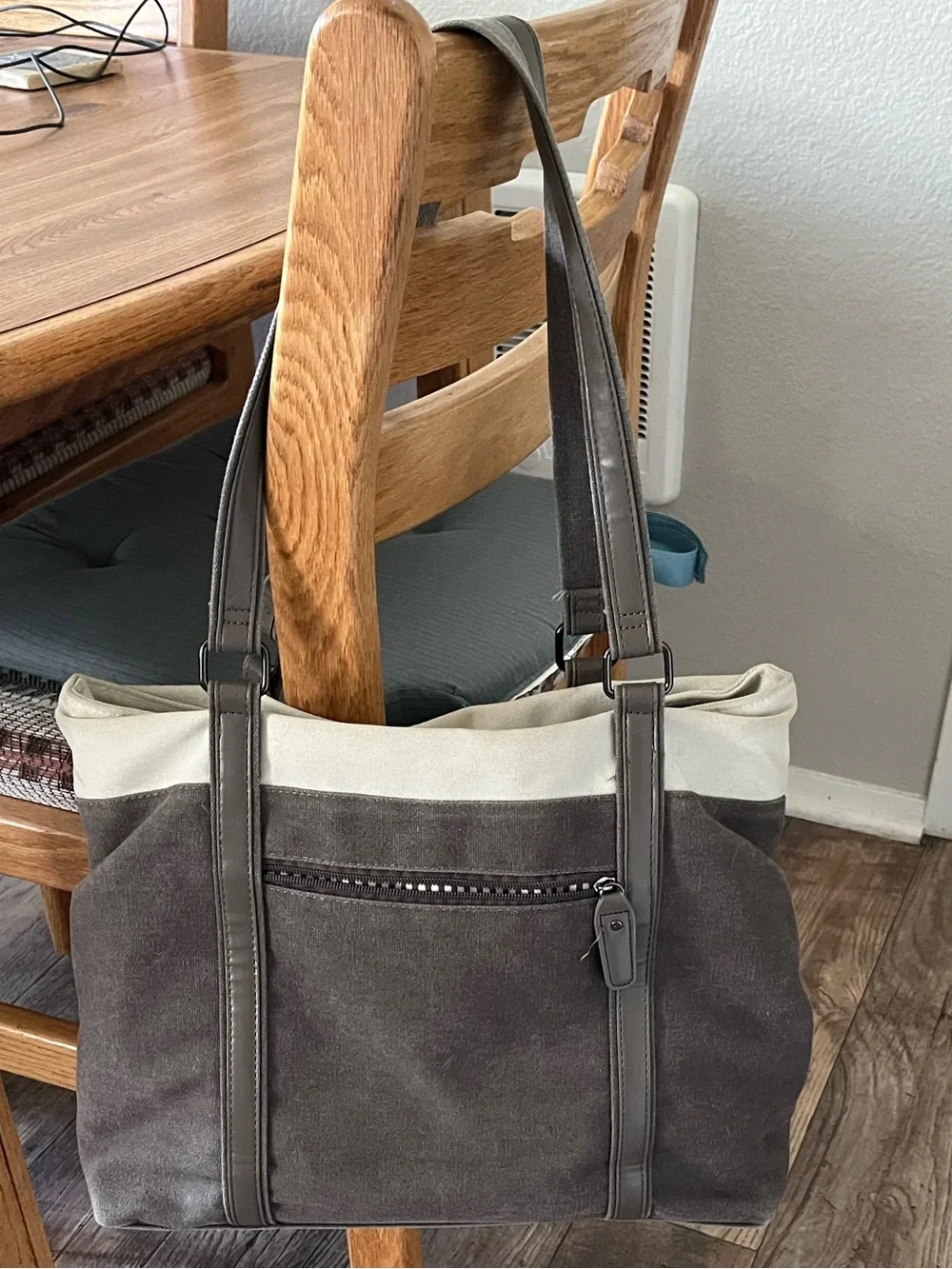 Neutral Two-Tone Canvas Tote